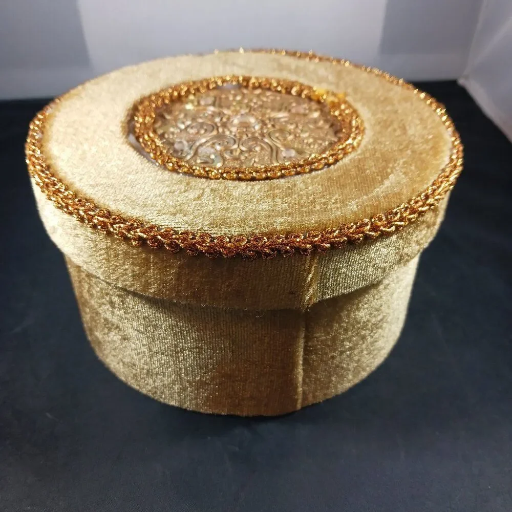 2 Vintage Nesting Box Yellow Velvet